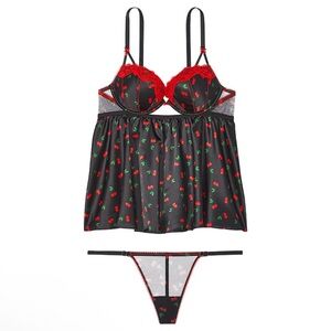 Victoria’s Secret very sexy tease satin push-up cherry babydoll dress